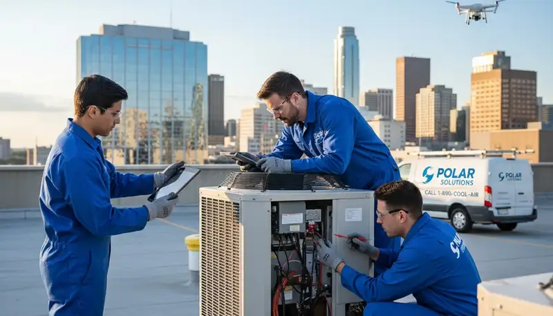 HVAC technician performing professional AC repair service in Omaha, NE for Five Star Cooling