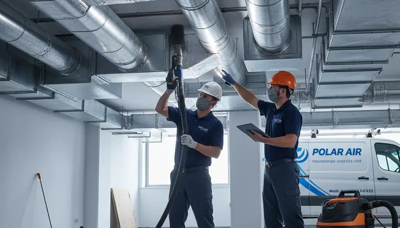Technician cleaning air ducts for improved airflow and air quality in Omaha, NE home