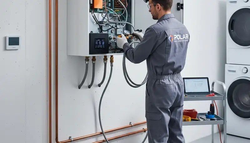 Technician performing expert boiler repair in Omaha, NE for Five Star Cooling