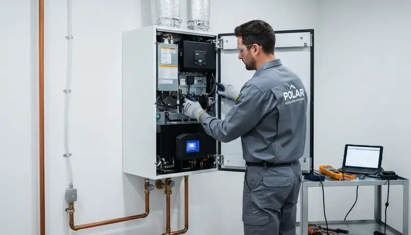 Technician performing boiler repair service in Omaha, NE for Five Star Cooling